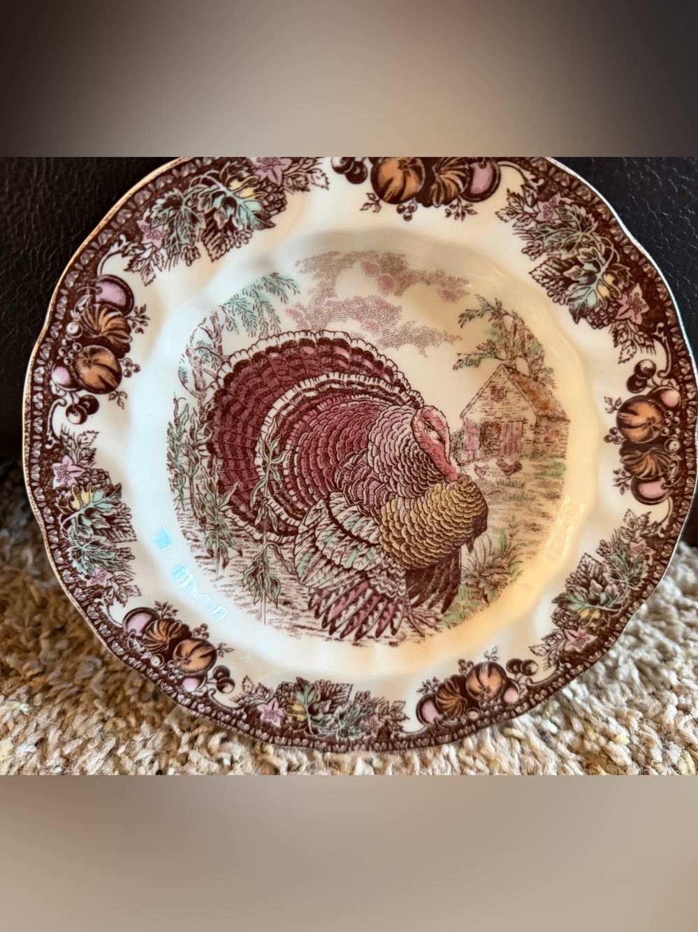 Vintage Johnson Bros Autumn Monarch Turkey Salad Plates - Set of 2